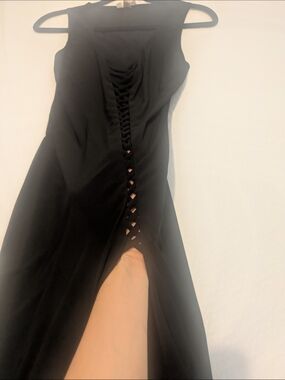 Poetry Black Sleeveless Maxi Dress with  Criss Cross Opening In front